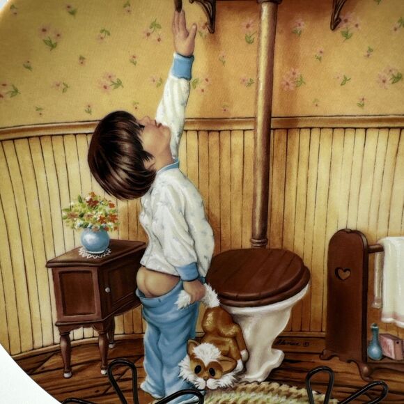 VTG Decorative Plate "Elmer” Little Boy Going Potty Yesterdays Series by Glenice - Picture 4 of 5